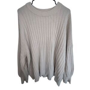 Aerie Blush Pink Oversized Fuzzy Long Sleeve Ribbed Sweater